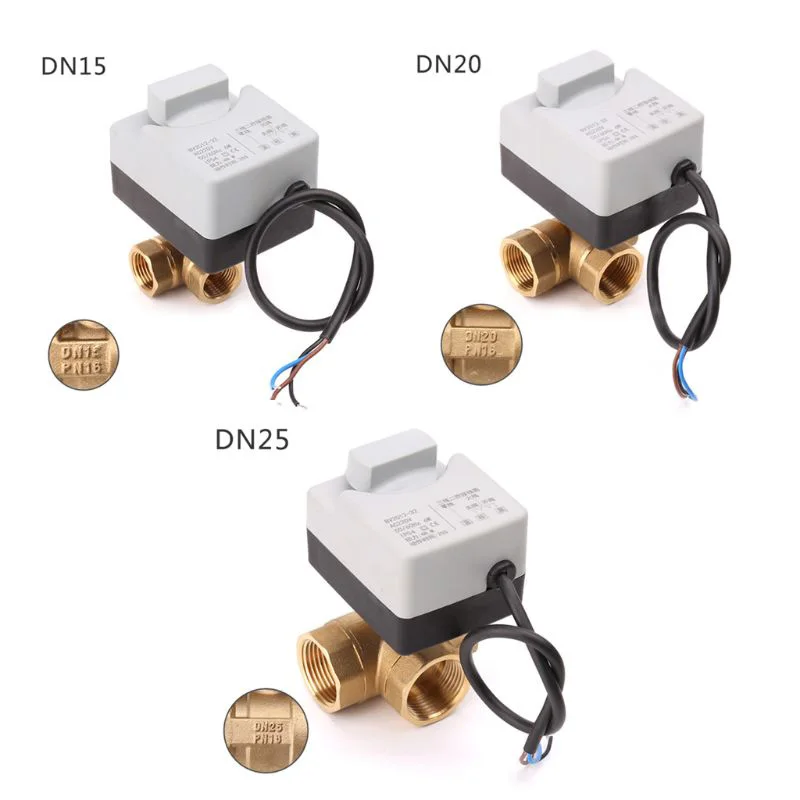 AC220V 3 Way провода 2 управления моторизованный шаровой клапан электрический привод