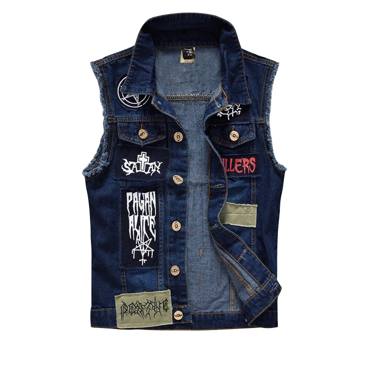 

Large Size Korean Version Of The Slim Trend Men's Clothing Denim Vest Men's Casual Car Cave Shoulders A Generation