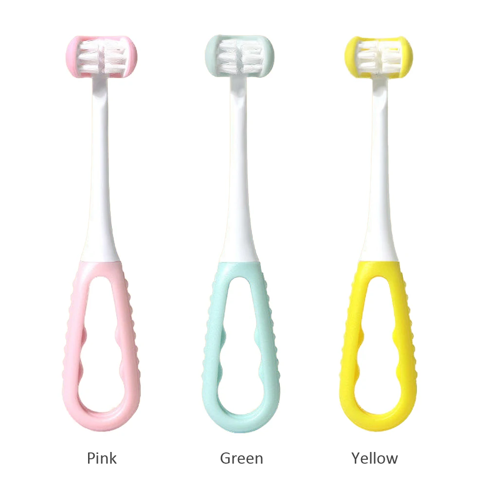 

3-сторонняя силиконовая безопасная зубная щетка, зубная щетка для здоровья полости рта, профессиональная безопасная зубная щетка для детей ...