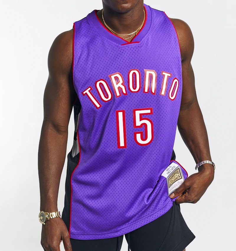 

2021 Mens New American Basketball Clothes Vince Carter Toronto Raptors European Size Ball Pants T Shirts Cool Tops Loose Cloth