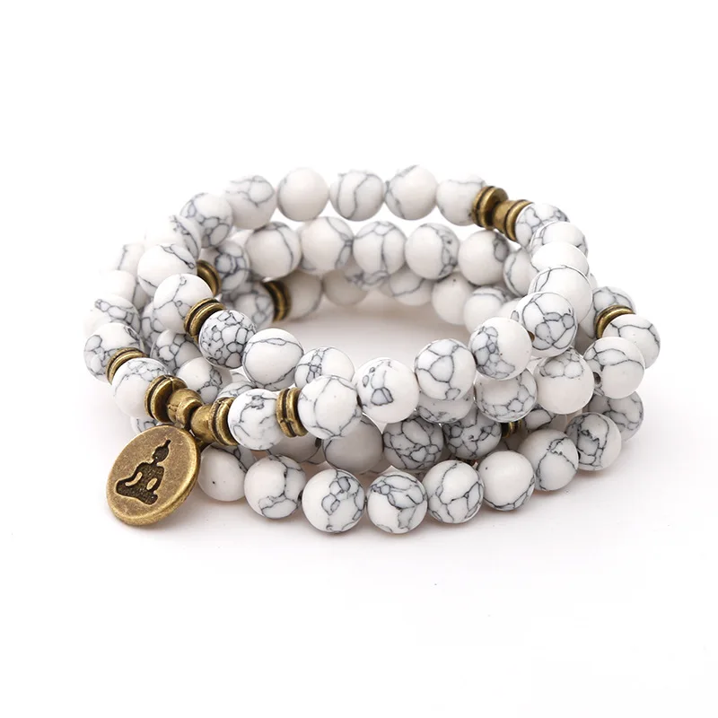 

108 mala beads с лотосом Ом Будда, браслет с подвесками для женщин, женское украшение, браслет для йоги, Прямая поставка