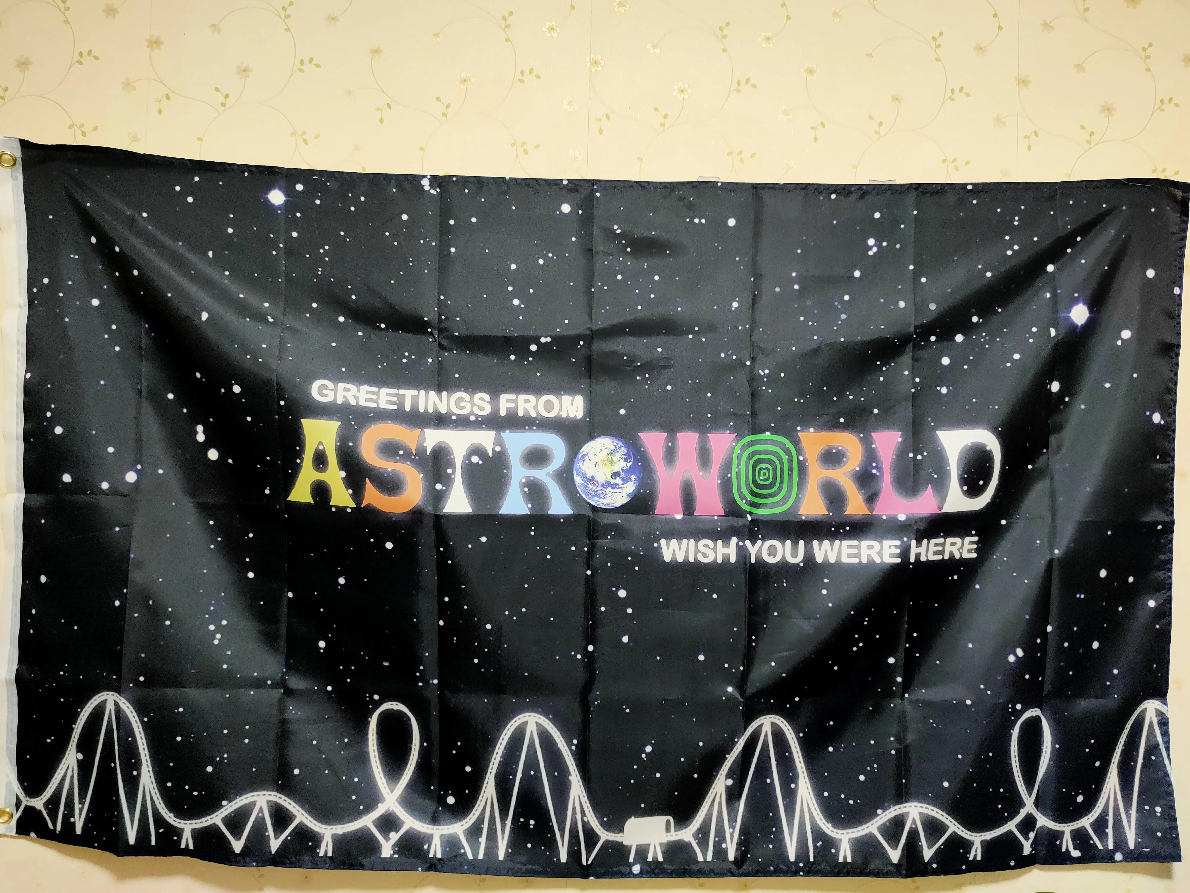 

Travis Scott Astroworld Flag Any Size 3x5ft Flying Banner 100D Polyester Decoration Tapestry