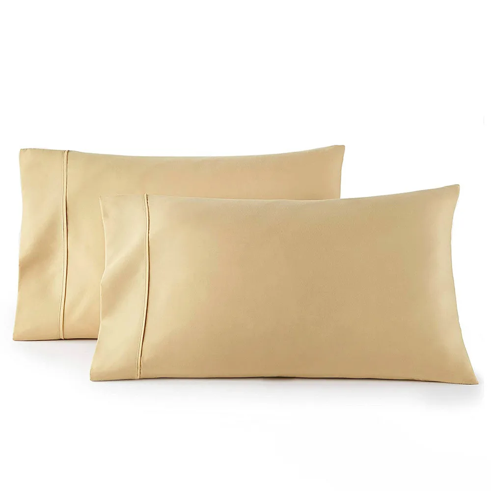 

Beige Pillowcases Set of 2 - Solid Color Queen Pillow Case Bedding , Brushed Microfiber, Pillowcase Covers with Envelope Closure