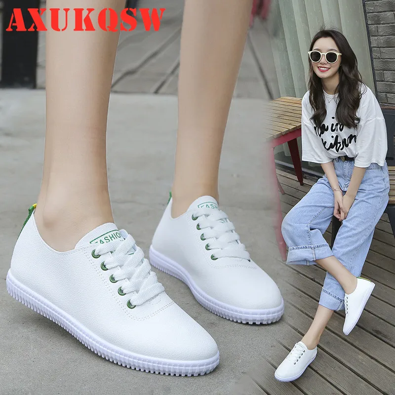 Women Sneakers White Flat Shoes Lace Up Round Toe Casual Women Shoes Fashion Breathable Women Shoes 35-40 Student running shoes fashion women men laser bling dad running sneakers female casual shoes male flat platform women sneakers round toe feminino