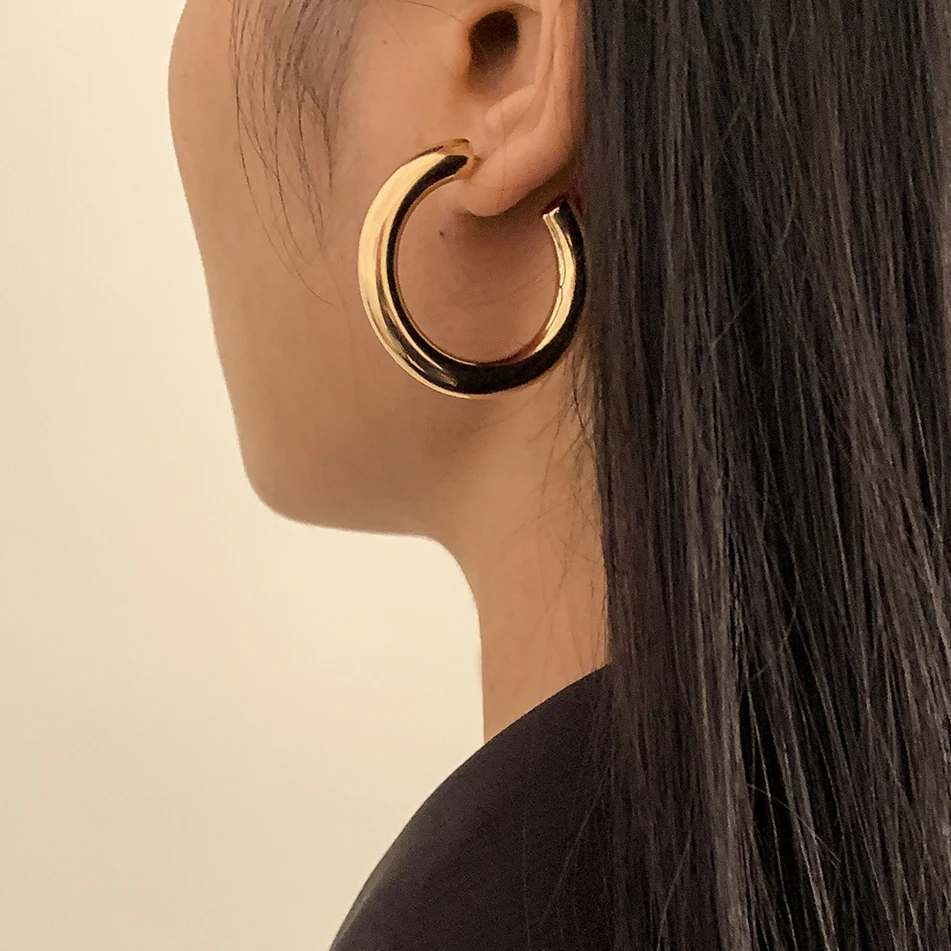 

Lacteo Exaggerated Hollow Round Circle Hoop Earrings For Women 2021 Fashion Trendy Hip Hop Earrings Jewelry Accessories Gifts