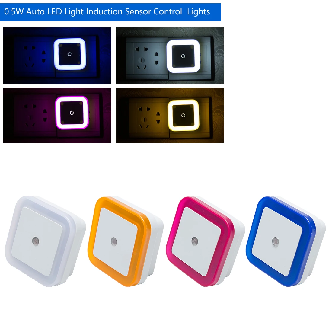 Беспроводной Сенсор светодиодный ночной Светильник ЕС США штекер Mini квадратный s