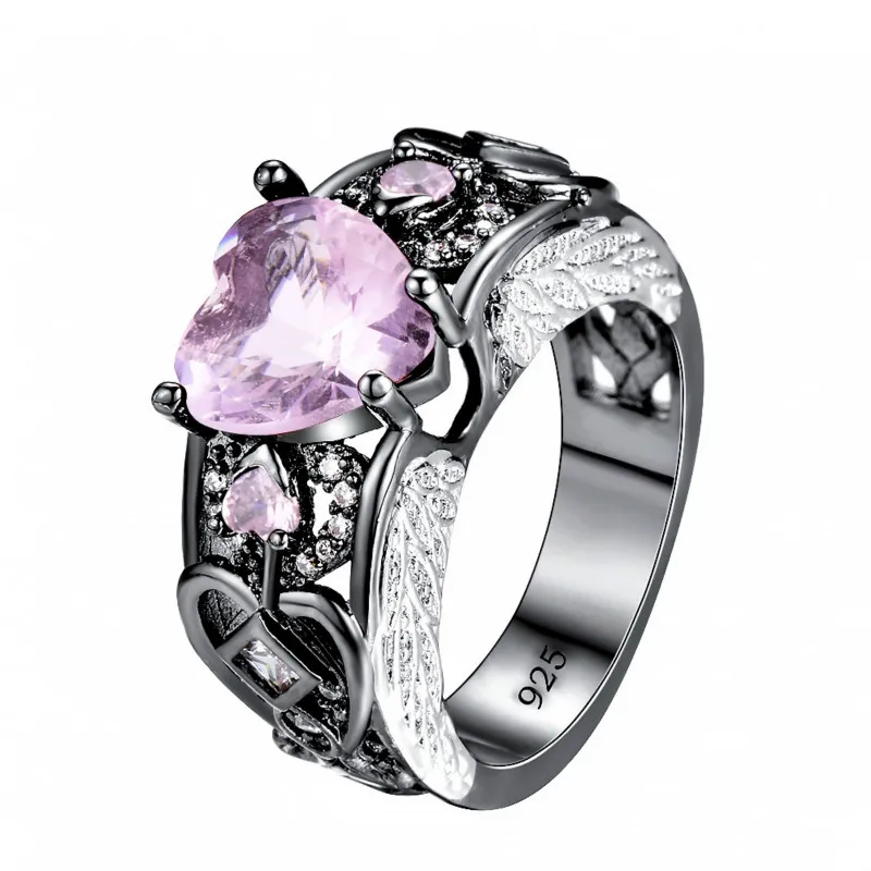 Angel Wings Black Wedding Rings for Ladies/Women Fashion Zircon Birthstone Engagement Ring Party Gift | Украшения и аксессуары
