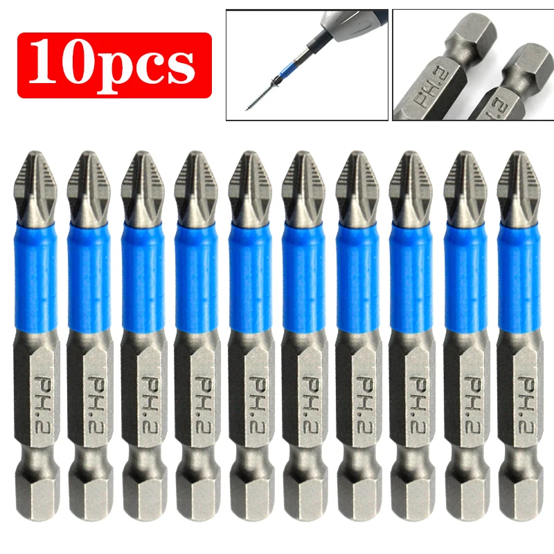 

3/5/10Pcs 50mm PH2 Anti Slip Electric Hex Shank Magnetic Screwdriver Drill Bit Screwdriver Bits Hand Tools Cross bit drill Head