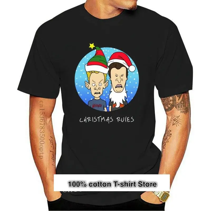 

Camiseta de Beavis y Butthead para Navidad, divertida camiseta negra de algodón, novedad de 2021