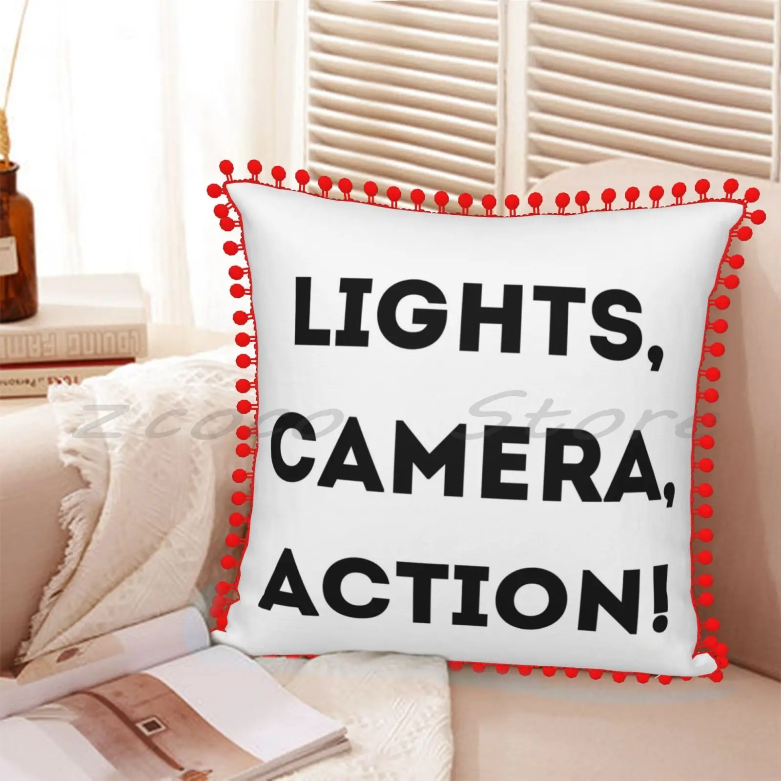 Свет камера экшн! Чехол-наволочка из льняной плюшевой бархатной ткани с принтом