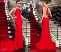 elegant red formal evening dress halter open back beads pleats floor length chiffon prom party gowns tie gala vestidos de noiva