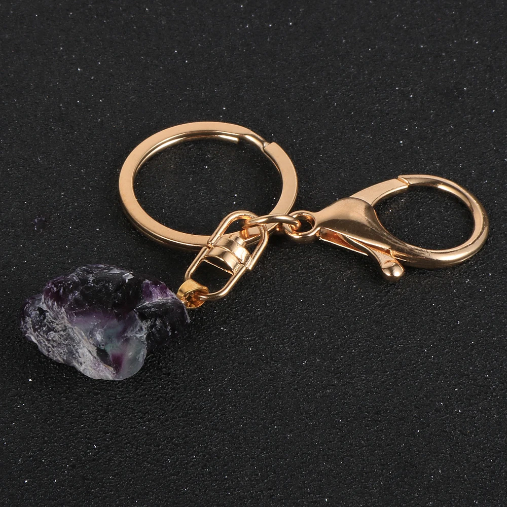 Брелок для ключей с натуральным флюоритом мужчин и женщин цепочка из голубого