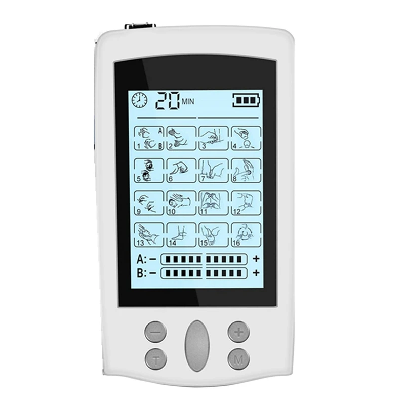 

16 режимов, двухканальный Электрический мышечный Стимулятор, устройства для лечения импульсной физиотерапии, вилка стандарта США