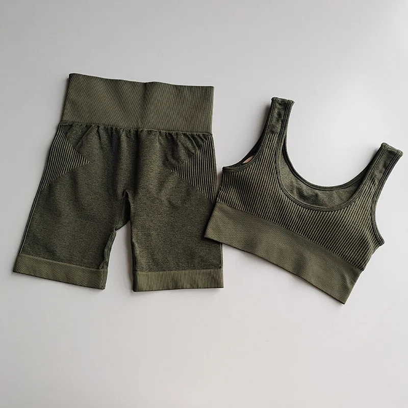 

2 pieces Seamless Yoga Set Workout Clothes Women Sports Bra Tops+Fitness Shorts Sports Wear Gym Clothing Athletic Yoga Sport Set