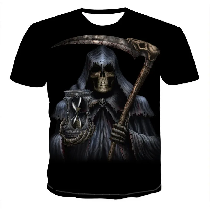 2021 Mens Skull T shirts punk style skull 3Dt- Men Tops Hip hop 3d print punisher T-shirtXXS-6XL | Мужская одежда