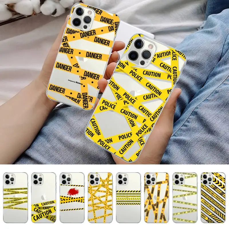 

Yellow warning cordon stay away Phone Case for iPhone 11 12 13 mini pro XS MAX 8 7 6 6S Plus X 5S SE 2020 XR case