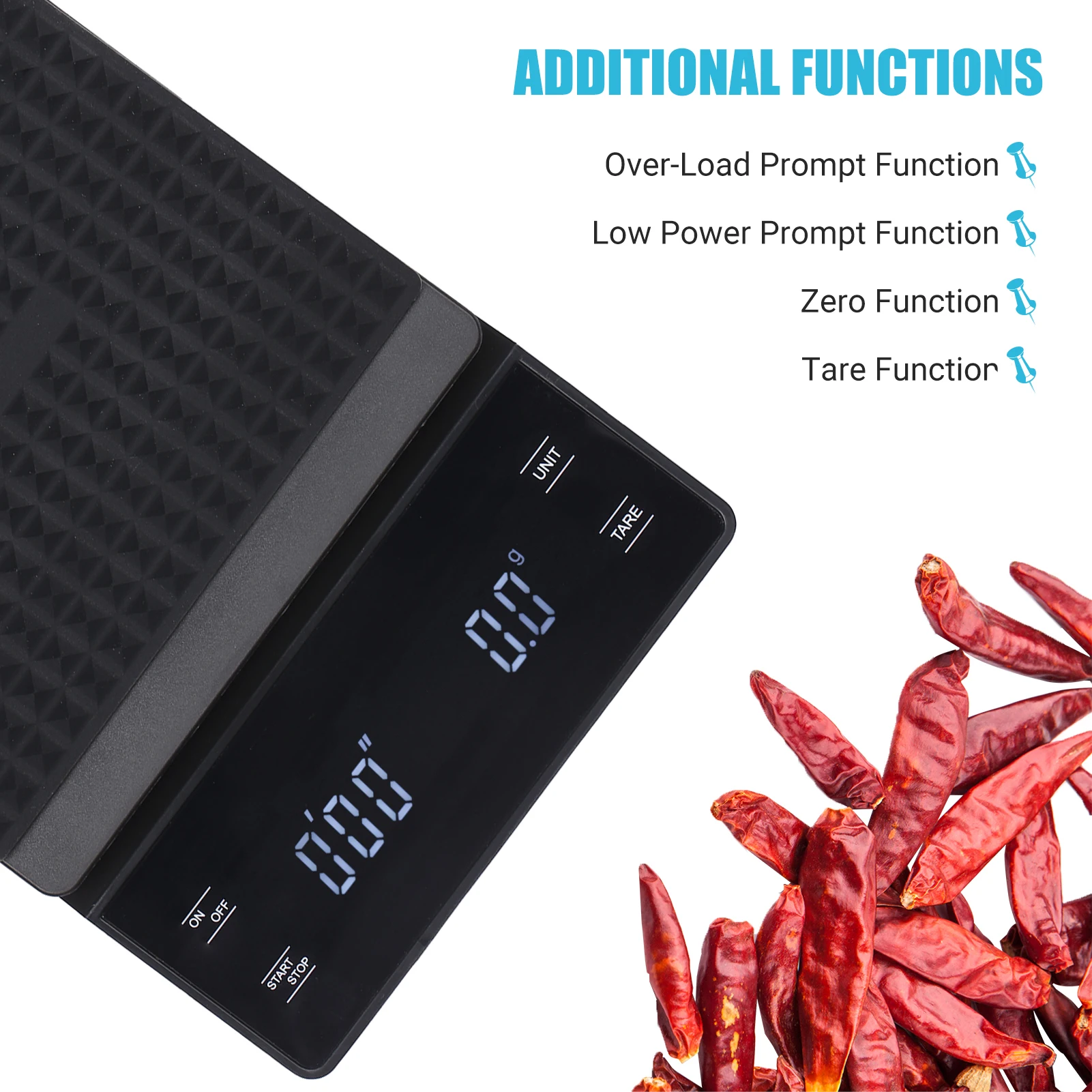 

0.3g ~3000g High Precision Digital Scale with Waterproof Surface Electronic Scale LED Display with Backlight Kitchen Scale