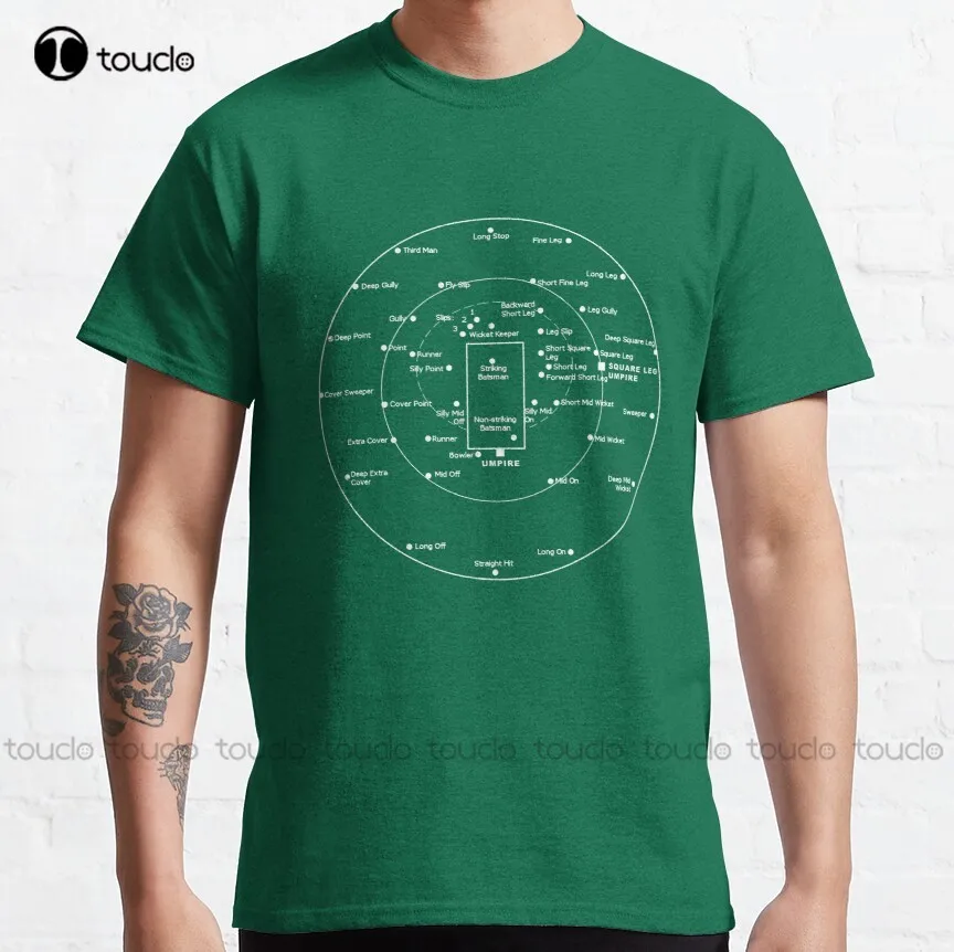 

Cricket Pitch Positions- Fielding Positions Diagram Classic T-Shirt Tee Shirts Custom Aldult Teen Unisex Xs-5Xl Cotton Women Men