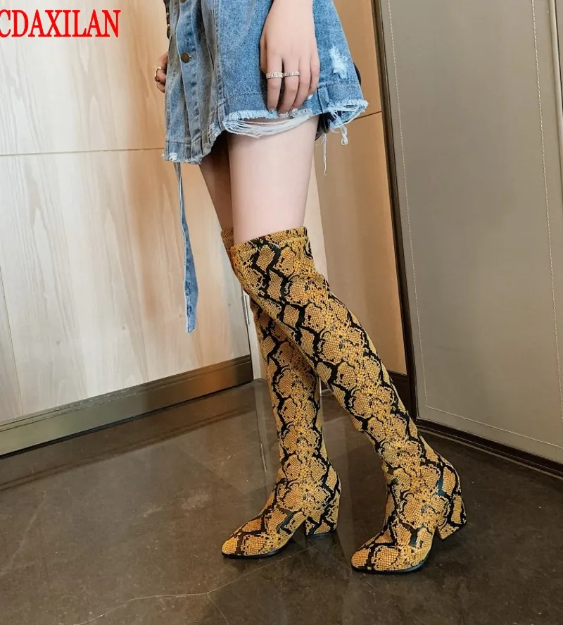 CDAXILAN/Новое поступление женские сапоги принтованное из микрофибры эластичной