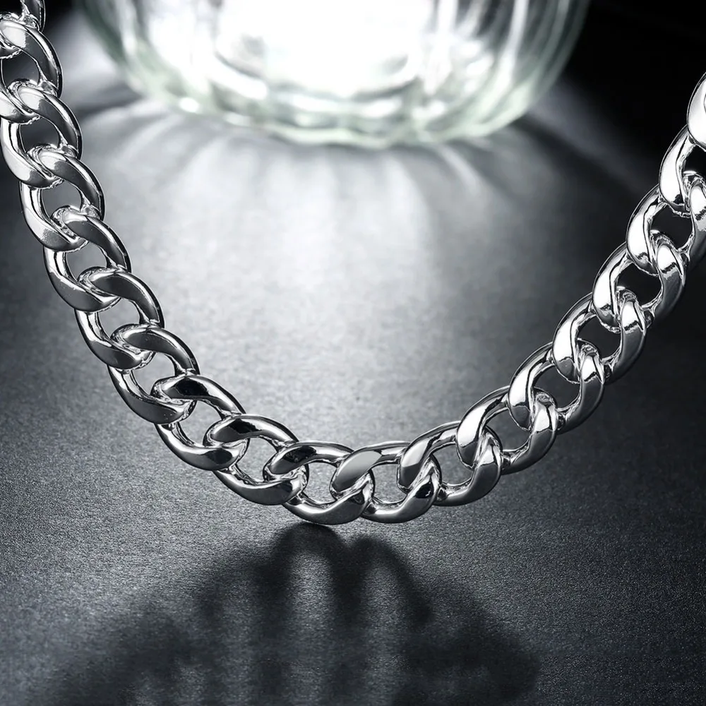 

High Quality Classic 10MM Men Necklace 925 Silver Figaro Chain Necklaces For Male 50cm/60cm
