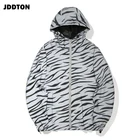 Куртка JDDTON Светоотражающая для мужчин и женщин, свободная ветровка с капюшоном, Повседневная Уличная одежда в стиле хип-хоп, светящаяся Зебра, JE525