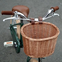 bicycle front handlebar handwoven rattan storage basket wicker basket for boy girls kids children cycling mtb bikes accessories
