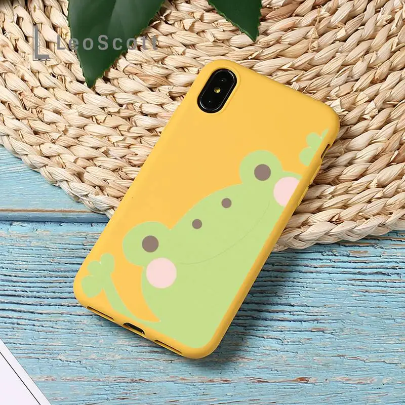 

CARTOON Frog Phone Case Yellow Candy Color for iPhone 11 12 mini pro XS MAX 8 7 6 6S Plus X SE 2020 XR
