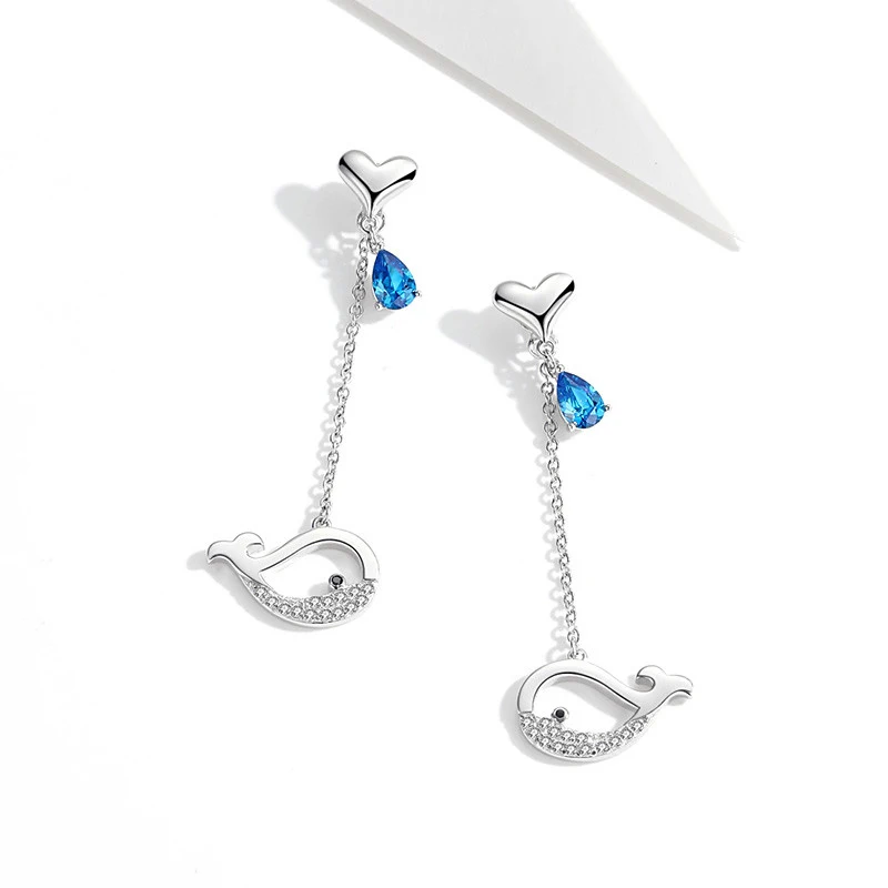 Симпатичные серьги TONGZHE в виде Кита модные ювелирные изделия оригинальные из