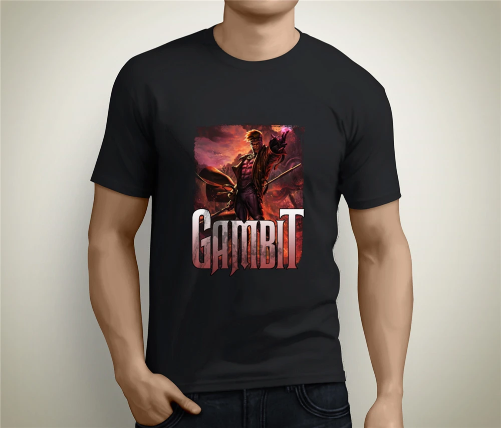 Новинка Gambit X Men Мужская черная футболка с коротким рукавом размер S до 3Xl хит