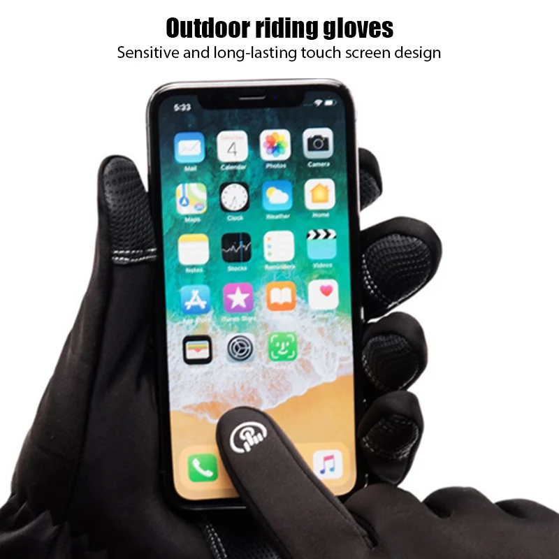 

Уличные зимние перчатки, водонепроницаемые мотоциклетные термальные с флисовой подкладкой, устойчивые к сенсорному экрану, Нескользящие, ...