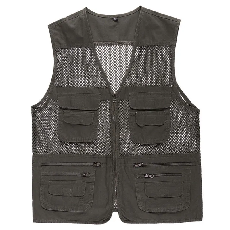 

Жилет мужской сетчатый с несколькими карманами, уличная хлопковая куртка для фотосъемки, охоты, туризма, Легкая функциональная Повседневна...