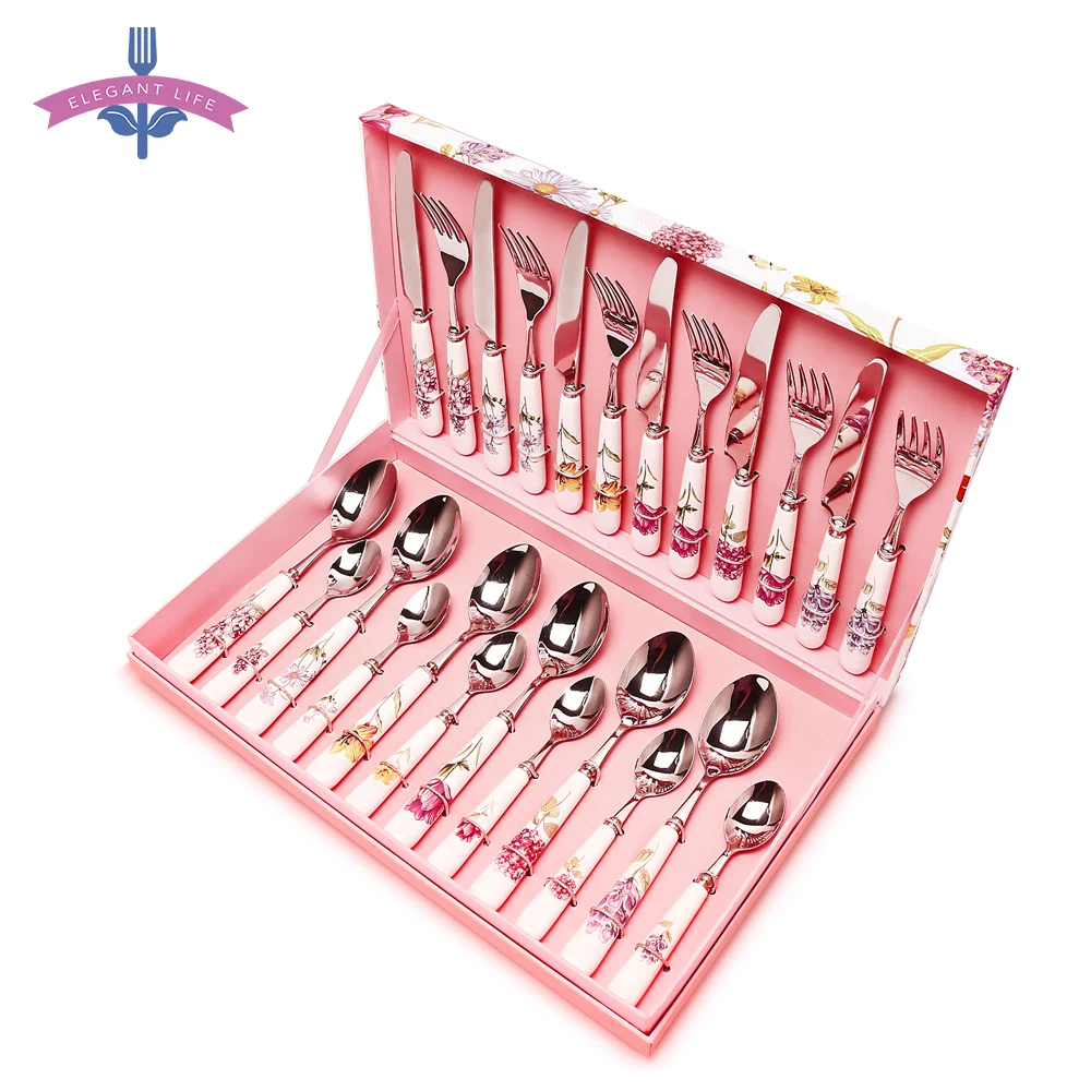 Столовые приборы из нержавеющей стали набор столовых приборов серебра 24 шт. для