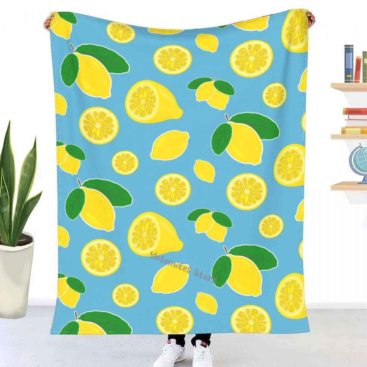 

Flower Lemon Pineapple Fruit Leaves Throw Blanket Sherpa Blanket Bedding soft bed Blankets