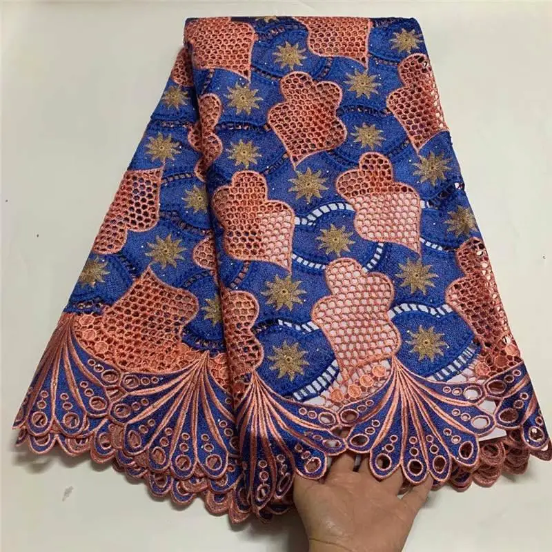 Фиолетовый французский кружевной нигерийский гипюр кружевная ткань высокого