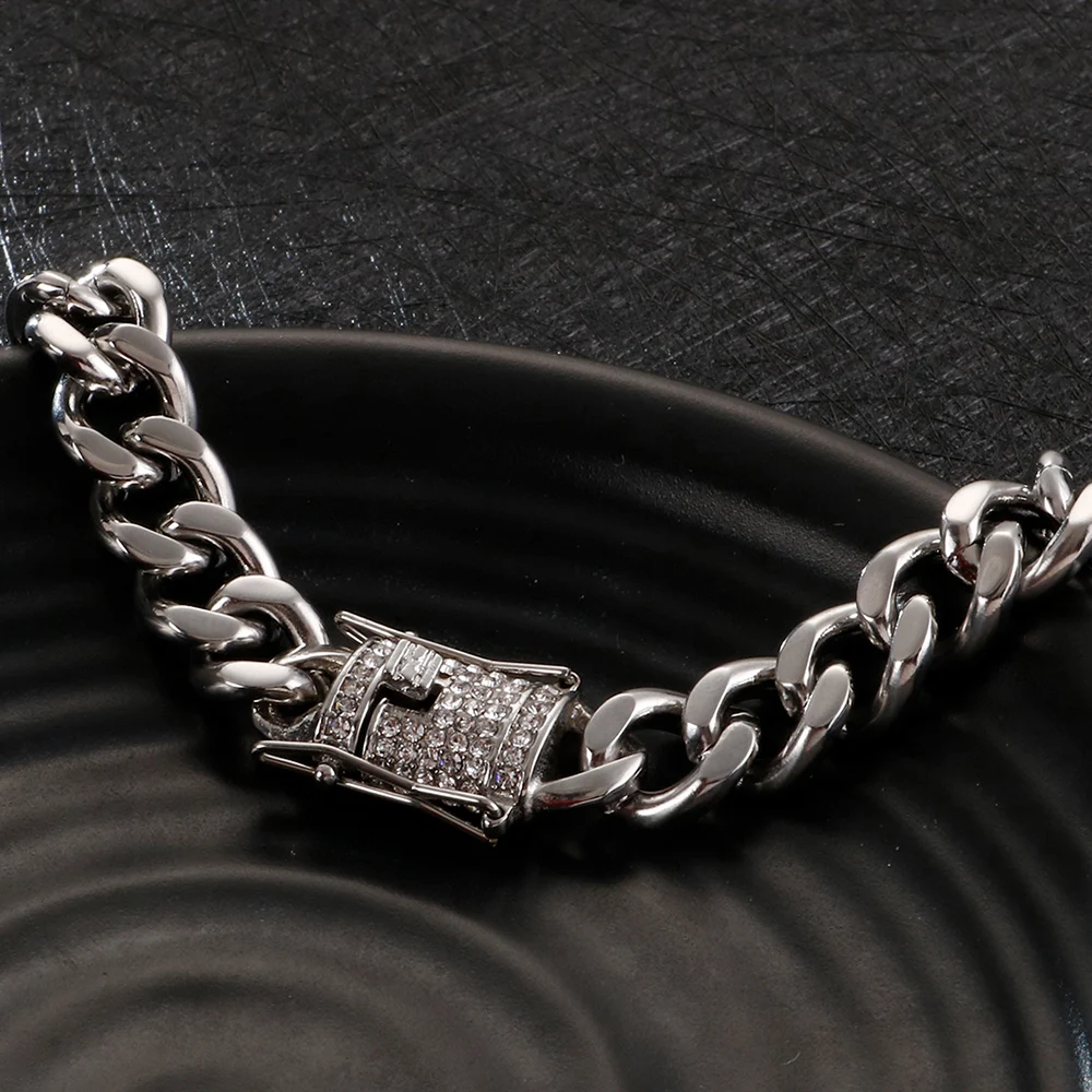 11 мм толстый кубинский Майами браслет-цепочка мужские трендовые Полированные