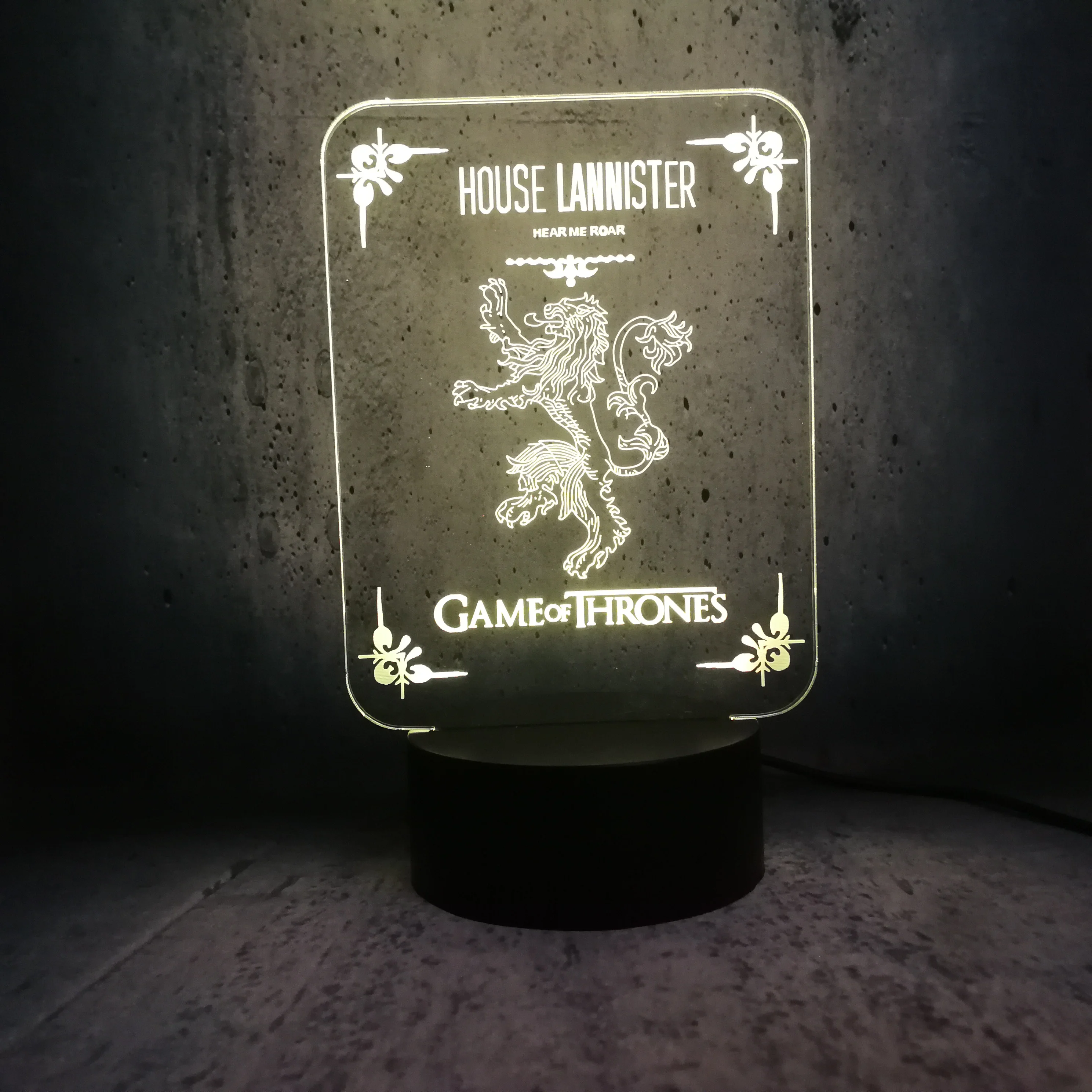 Дом Ланнистеров Луна лампа звук 3D светодиодный светильник Игра престолов ночник