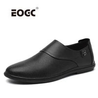 genuine leather men casual shoes comfort slip on loafers moccasins hollow out male soft rubber driving shoes men