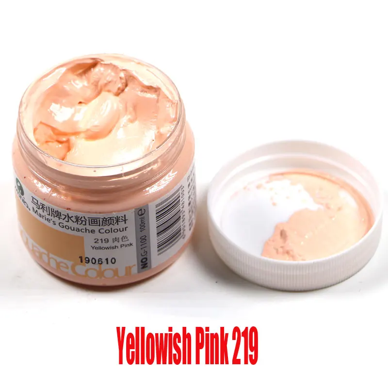 Yellowsh pink 219 100 мл/бутылка гуашь пигмент Искусство Ручная роспись специальный пигмент школьное искусство специальная краска великолепный гуашь пигмент 42 цвет optiona - Цвет: Yellowsh pink 219