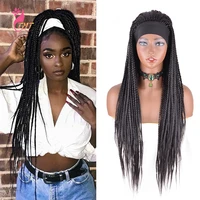 synthetic long braided wigs african box braid wig with headband fully hand tied twist braided wig for women easy to wear