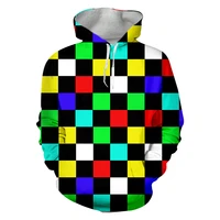 college style 3d hoodie colorful squares printed mens hooded sweatshirts casual anime pullover funny oversized mens clothing