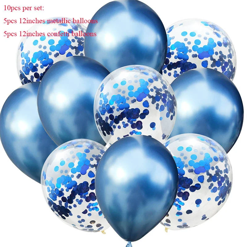 

10pcs12inch Latex Metallic Balloons and Colored Confetti Mix for Birthday Wedding Party Celebration Decoration Helium Ballon