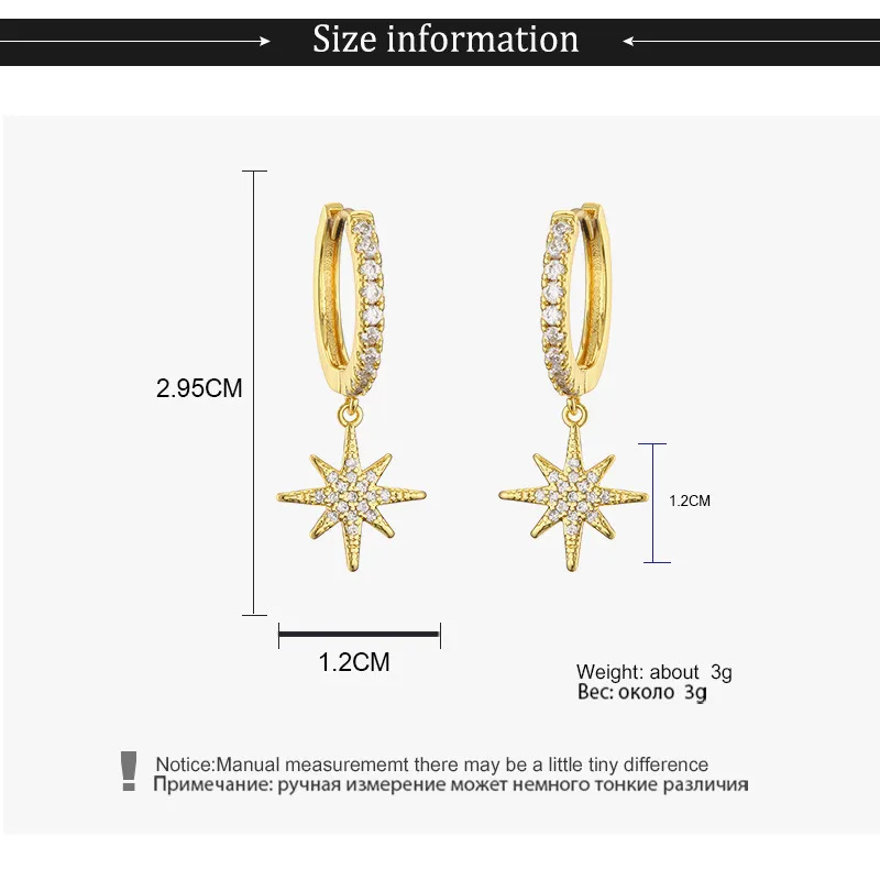 

Shiny AAA+ Cubic Zirconia Moon Star Hoop Earrings for Women Girls Korean Simple Trendy Fashion Jewelry Aretes boucle d'oreille