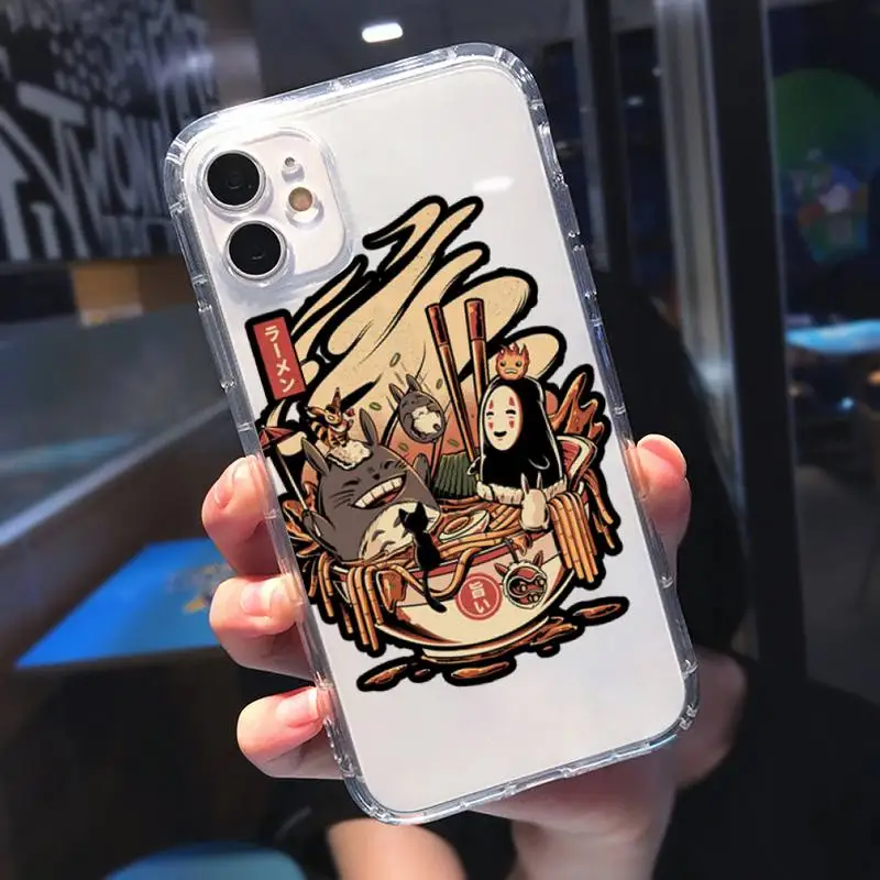

Cute Totoro Spirited Away Anime Phone Case Transparent for Clear iPhone 11 12 mini pro XS MAX 8 7 6 6S Plus X 5S SE 2020 XR