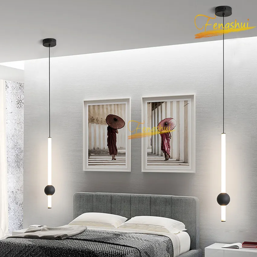 

Modern LED Round Stick Pendant Lamp Nordic Creative Acrylic Lighting Pendant Lights Bedroom Restaurant Loft Living Room Lamps