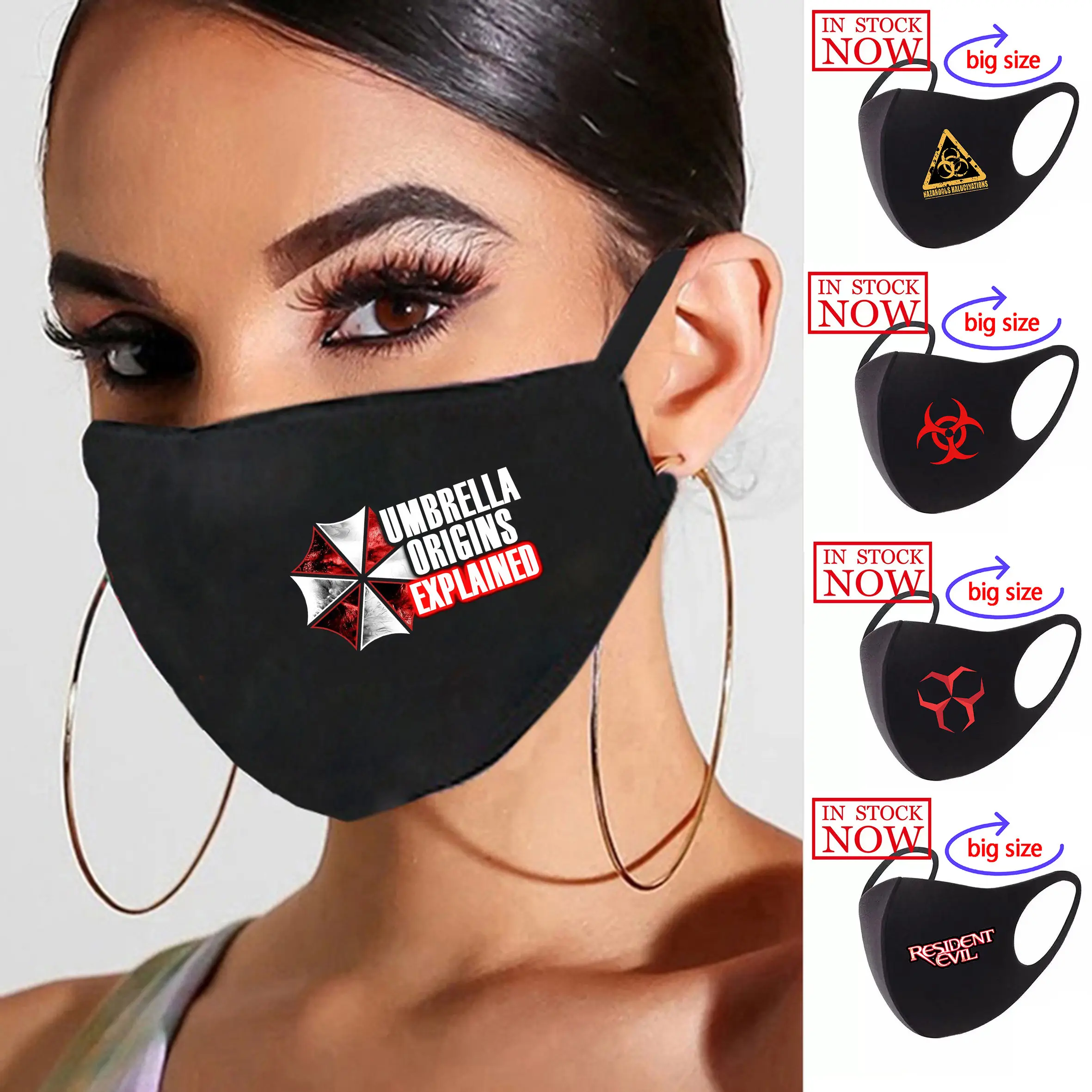 

Umbrella Corporation Men/women Face Mask Print Washable Breathing Mask Cycling Anti Dust Mouth Mask Respirator