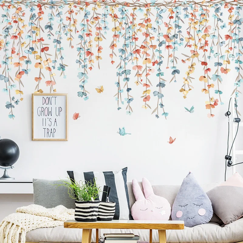 

Large Nordic Colorful Vine Wall Stickers for Living room Bedroom Wedding Party Background Wall Decoration Home Decor Wall Poster