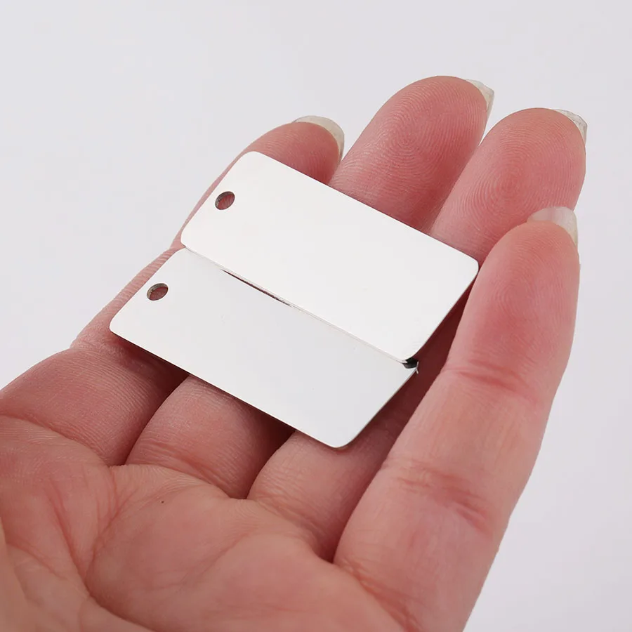 

Fnixtar Stamping Blank Charm Mirror Polished Stainless Steel Rectangle Bar DIY Charms 14*40mm 20piece/lot