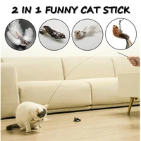 cat toys set teaser stick interactive cat feather toy cat scracher teaser linen wood wand mice toy with bell cat interactive toy
