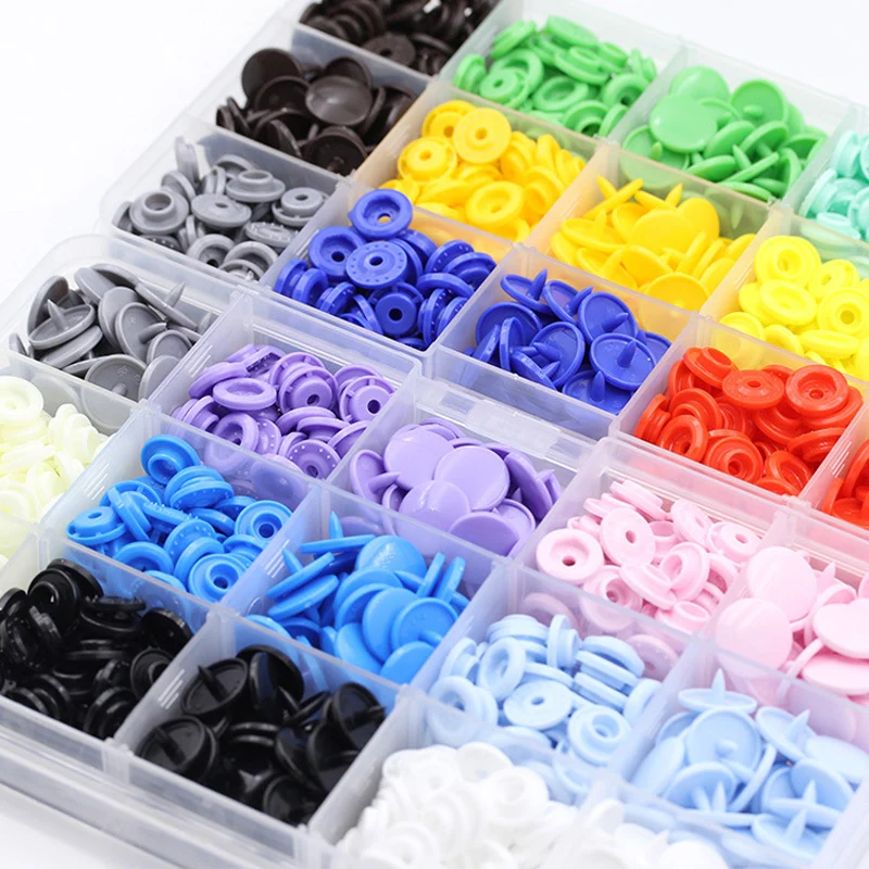 360 Sets Of T5 Color Plastic Resin Four-In-One Button Children's Concealed Button Set DIY Home Tailor Easy To Replace The Snap