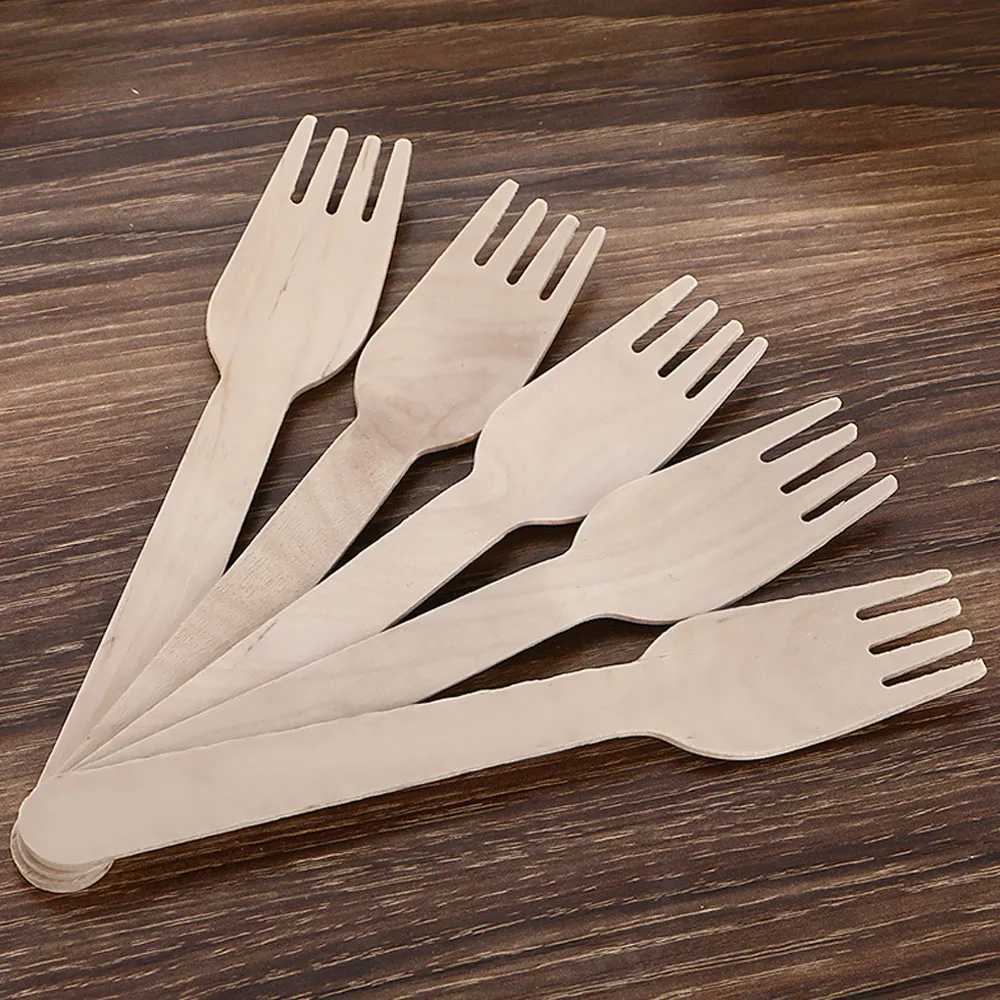 Behogar 100 шт. 14 см одноразовые деревянные вилки набор столовых приборов для вечерние